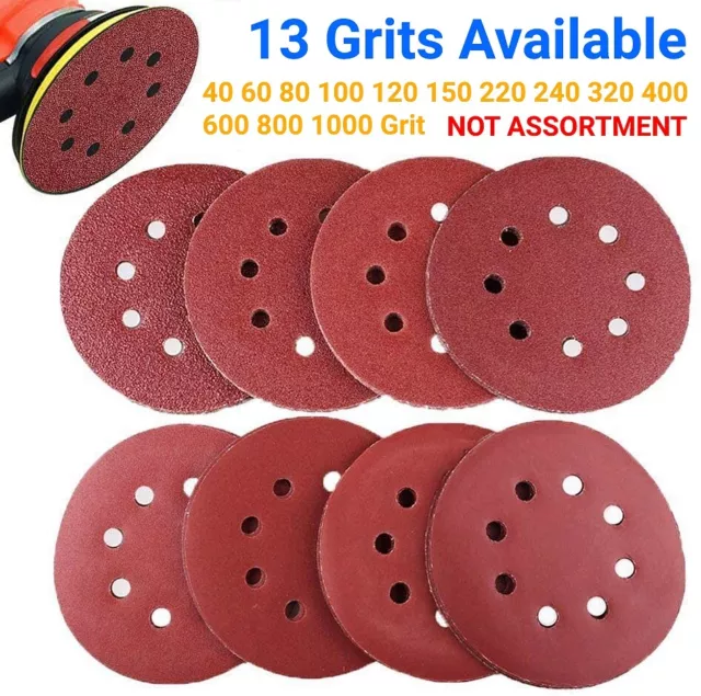 5inch Sanding Discs 40-1000 Grit Hook Loop 8-Hole Orbital Sander Paper Sandpaper