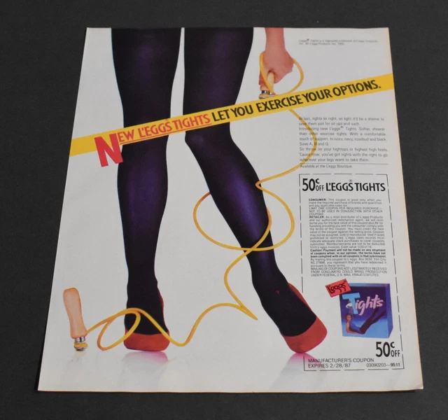 1986 PRINT AD Sexy Heels Fashion Lady Long Legs L'eggs Tights Jump Rope ...
