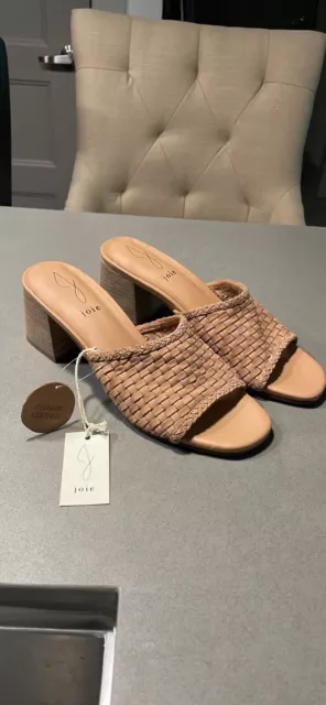 NEW Joie Tan Woven Leather Slide Sandals Size 7.5 (New)