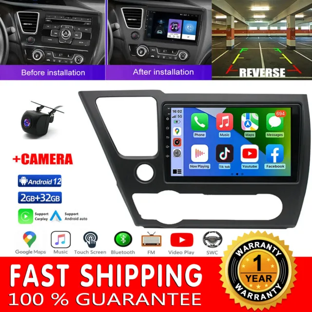 Android 12 Auto Apple Carplay Player For 2013-2017 Honda Civic Car Radio GPS BT