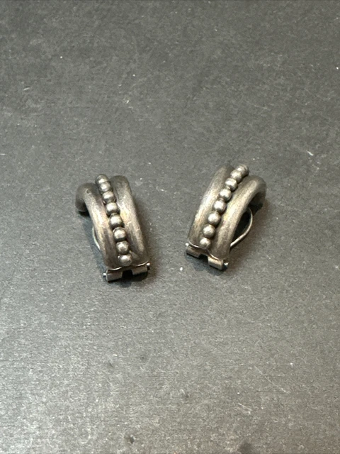 Ancienne Paire De Boucle D’oreille Pendante Argent Massif ethnique