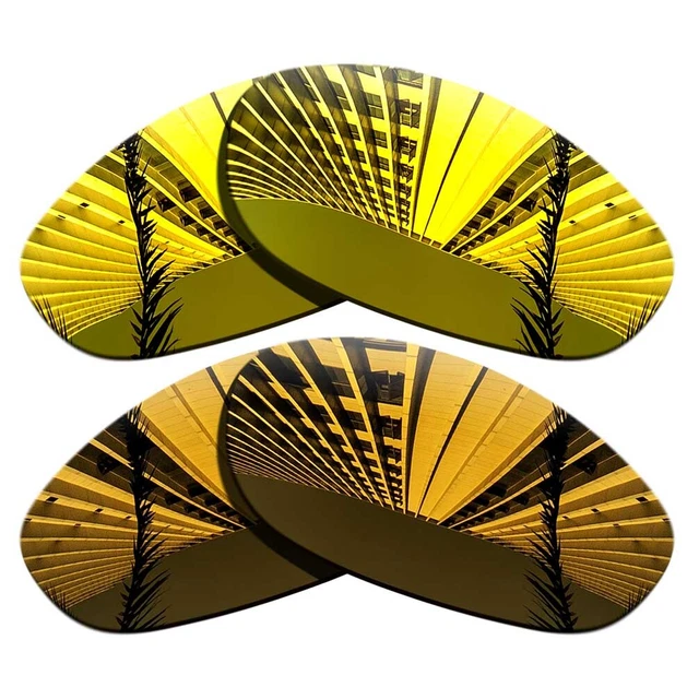 2 Pairs Polarized Replacement Lenses For-Oakley Monster Dog-Golden+Copper Gold