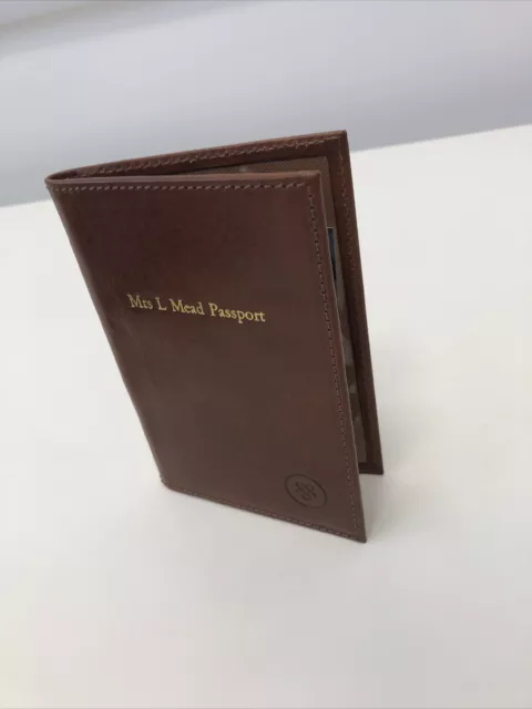 Maxwell Scott Luxury Italian Brown Leather Passport Cover Prato RRP £58