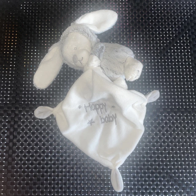 Ca6 Doudou Mouchoir  Orchestra Premaman Ours Lapin Gris Blanc Happy Baby Etoiles