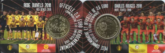 1x 2.50euro Belgique 2018 - Diables rouges COINCARD (neuve) version Française