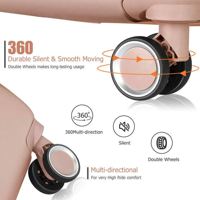 Luggage 2 Piece Set Suitcase Spinner Hardshell Lightweight TSA Lock ,Rose Gold 3