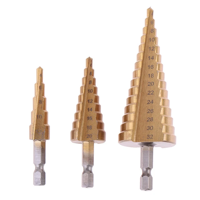 3Pcs 4-12mm 4-20mm 4-32mm HSS High Speed Steel Step Drill Bit Set Drilling To#km