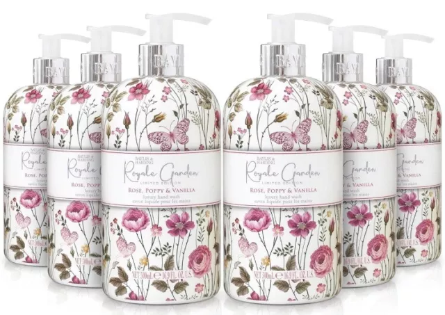 Baylis & Harding Royale Garden Rose, Poppy & Vanilla Hand Wash 500ml X6