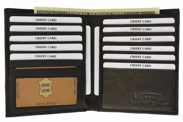 Men's Genuine Leather Bifold Wallet Slim Hipster Cowhide Credit Card and ID New