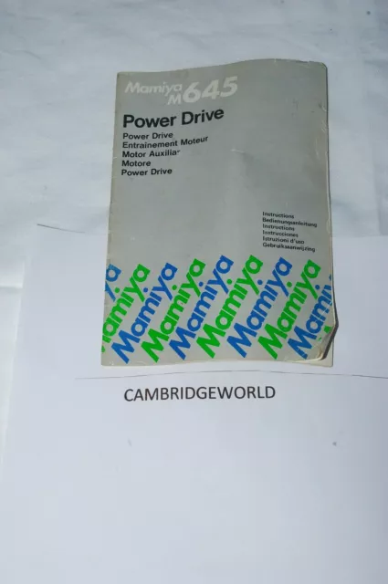 Mamiya Power Drive M645 Instruction Manual Guide Book Genuine Original