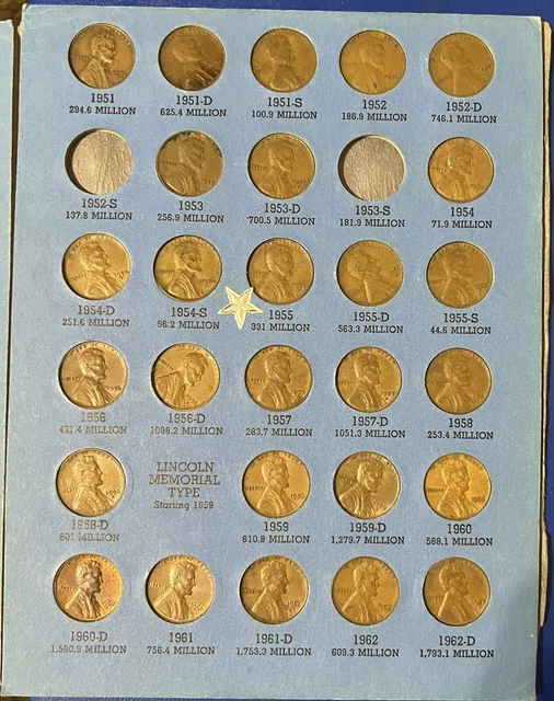 Partial Completed Lincoln Head Cent Collection - Album 1941-1962( 46 coins)