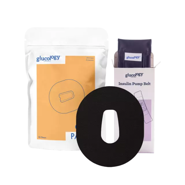 Glucology® Black CGM Bundle | Insulin Pump Belt + 25 CGM Patches