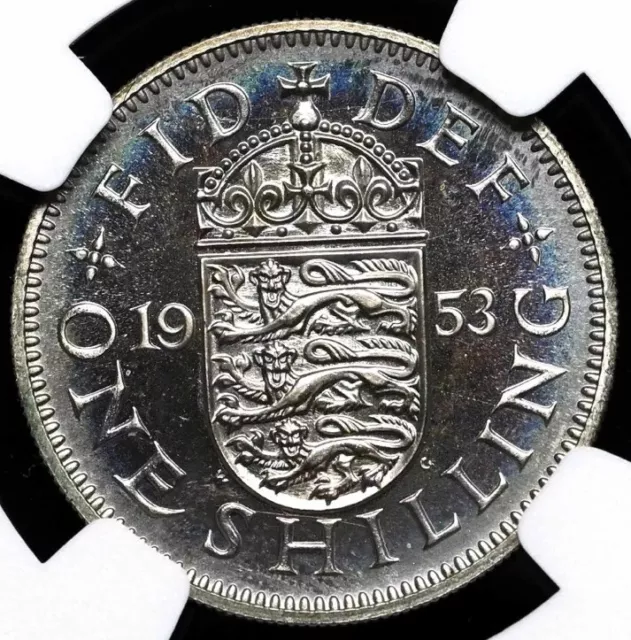 NGC PF66 BRITAIN 1953 Elizabeth II PROOF CAMEO CORONATION Shilling English Crest