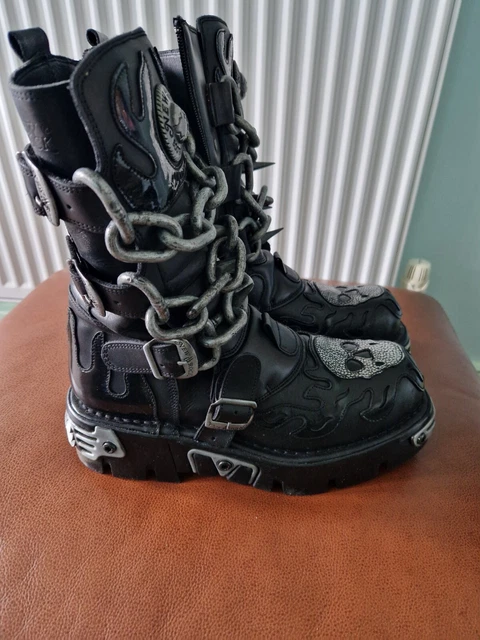 NEW ROCK SPIKEY Reactor Black Motorbike Boots Goth Size 9Uk. £150.00 ...