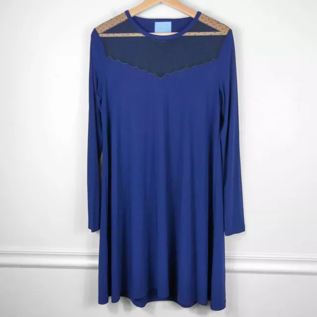 CeCe Blue Long Sleeve Dress With Lace Size 8/Medium