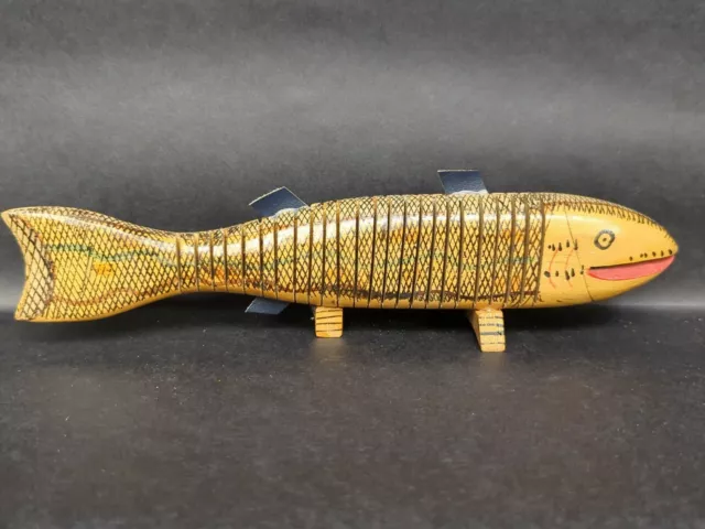 Walnut Wooden Flexible 9" Fish Handmade Wiggles Life Like Movable Wood Salmon