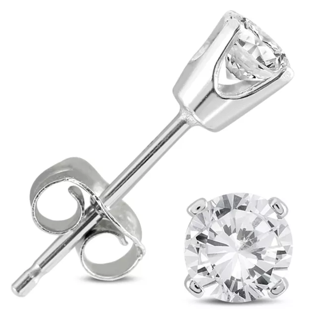 1/4 Carat TW Round Diamond Solitaire Stud Earrings in 14K White Gold