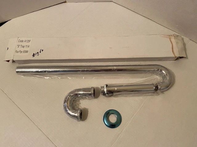 Chrome  S  Trap 1 1/4 New Old Stock Floor Drain