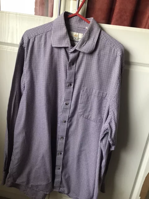 Mens Taylor & Hunt Classic Fit Country Collection Purple Gingham Shirt Size 17"