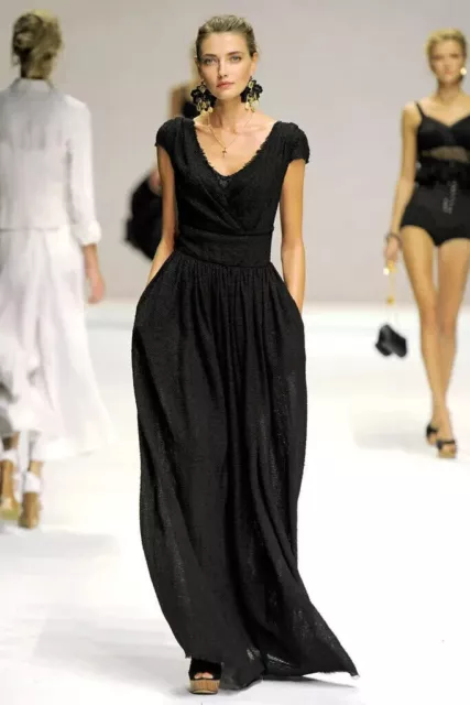 AUTH RUNWAY SS2011 Dolce&Gabbana strukturiertes Maxikleid aus schwarzer...