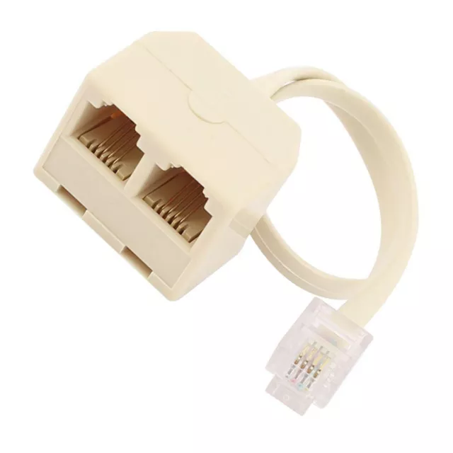 RJ11 6P4C Male to Female 2 Way Outlet Telephone Jack Line Splitter Adapter#