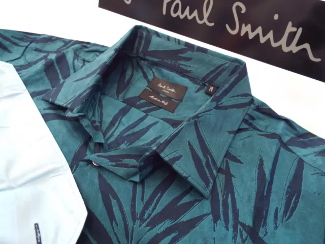 PAUL SMITH Mens Shirt 🌍 Size 18" (48" CHEST) 🌎 RRP £165+ 📮 FLORAL LEAF PRINT