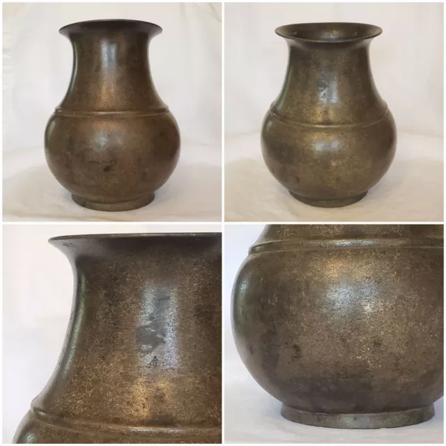 7" Antique Tibetan Bronze Ceremonial Water Vessel; Old Tibet, Nepal: 3.1 lbs