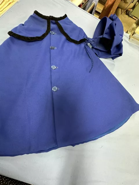 Amish Hand Made Childs Blue Cape Cloak & Bonnet Hat Cap Small Size Costume 2