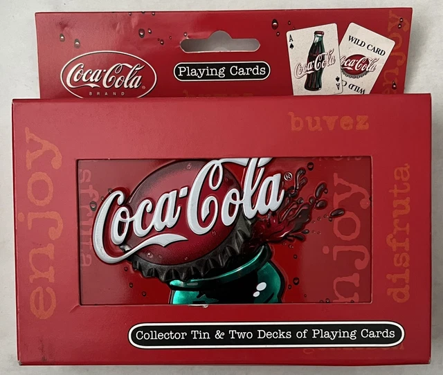VINTAGE COCO-COLA COKE Logo Playing Card Cards Tin Never Opened MIB $2.