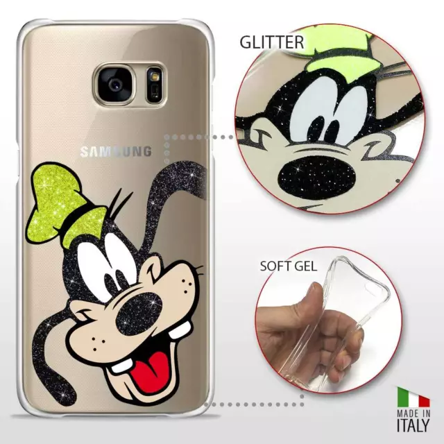 Samsung Galaxy S7 Cover Protettiva Gel Trasparente Glitter Disney Pippo Fluo