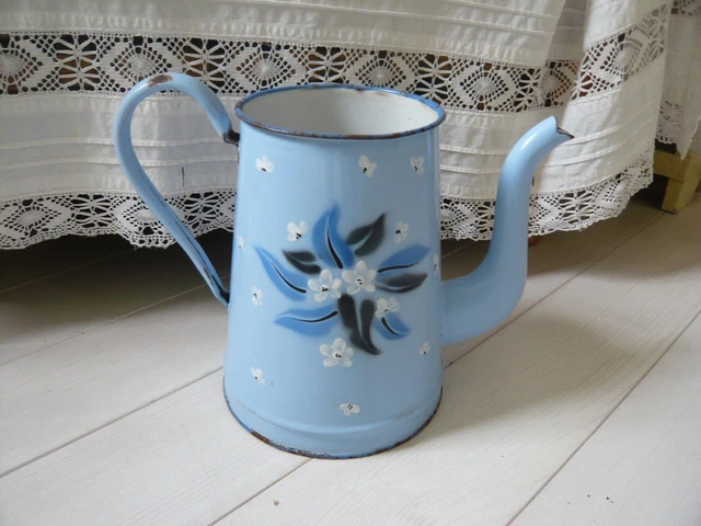 Linoows Emaille Sahnekännchen Im Landhausstil – Kleiner Krug, Ca. 11 Cm Hoch