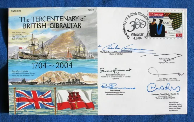 Navy Covers Tercentenary British Gibraltar RNSC(7)22 RLF22 Signed