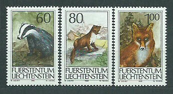 Liechtenstein - Correo 1993 Yvert 1007/9 ** Mnh Fauna Animales de caza