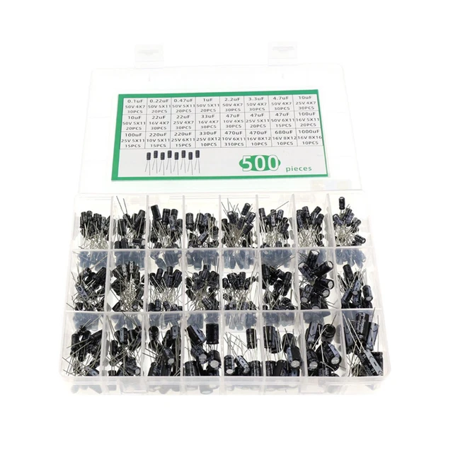 Kit de condensateurs électrolytiques 500Pcs 10-50V monolithique pour gamme