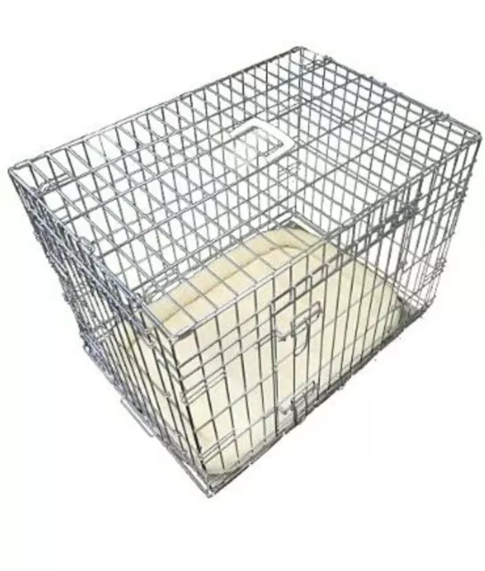 Ellie-Bo 42 inch Deluxe 2 Door Folding Dog Puppy Cage with Faux Sheepskin NEW