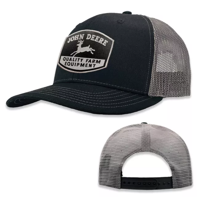 John Deere Moline 112 Fit Themed Mens Cotton/Mesh Trucker Hat/Cap Black/Charcoal