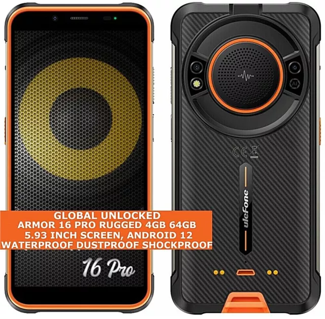 Ulefone Power Armor 16 Pro Rugged 4gb 64gb Imperméable 5.93 " Face Id Android 12