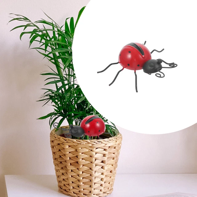 4 PIEZAS Iron Ladybug Adornos Artificial Dama Escarabajo Adorno Jardín Yarda Decoración