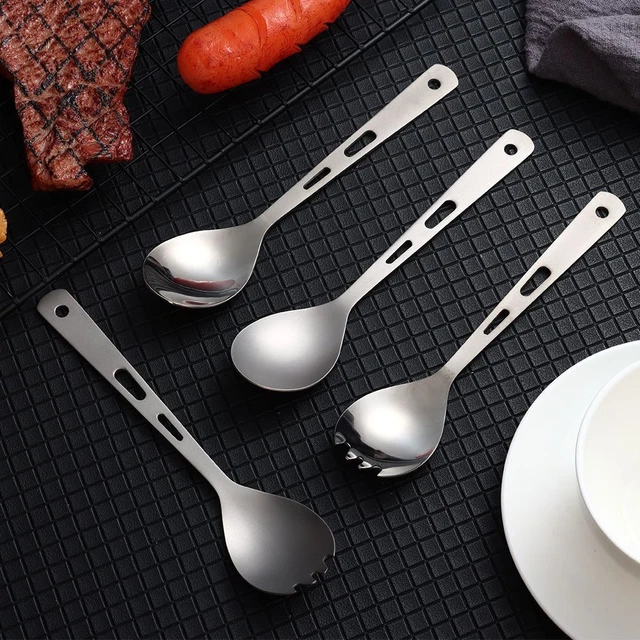 titane pur Pique-nique extérieur Longue poignée Cuillère Fourchette à couverts