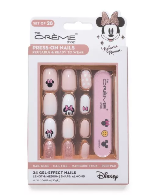 The Creme Shop Disney Minnie Mouse 24 Gel Press On Nails Set Medium NIB + Free🎁