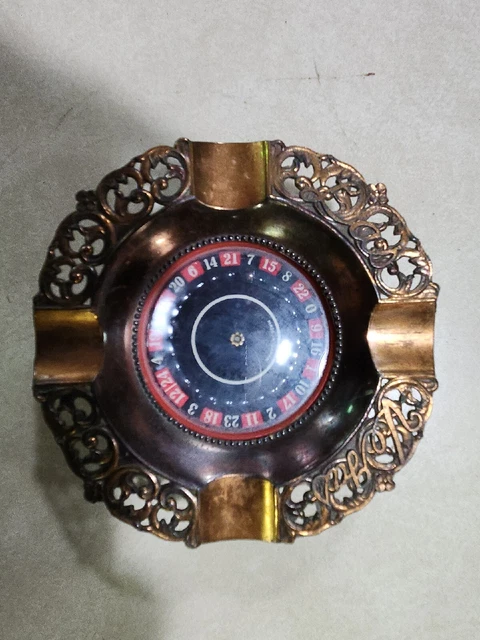 Vintage Las Vegas Minature Push Button Roulette Wheel Ashtray Made In Japan