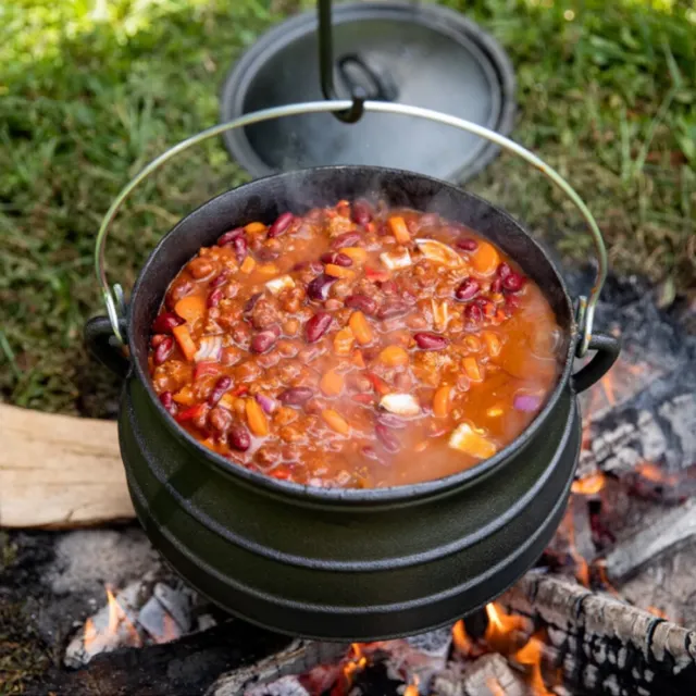 8L Deep Camp Dutch Oven Cast Iron Potjie African Pot Cooking Campfire Stew Pots