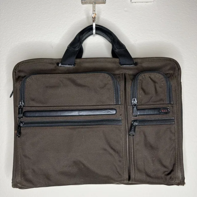 Tumi Alpha 2 Mens Nylon Brown Messenger Multi Pockets Laptop Bag Top Handle