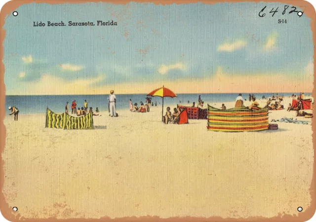 Metal Sign - Florida Postcard - Lido Beach, Sarasota, Florida