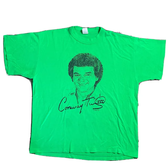 Vintage 80s Conway Twitty Country Legend Green Portrait Tee (20.5x25.5)