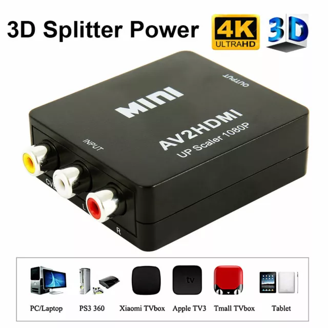 Mini AV to HDMI Video Audio Konverter 1080P 3 RCA CVBS zu HDMI Adapter Converter