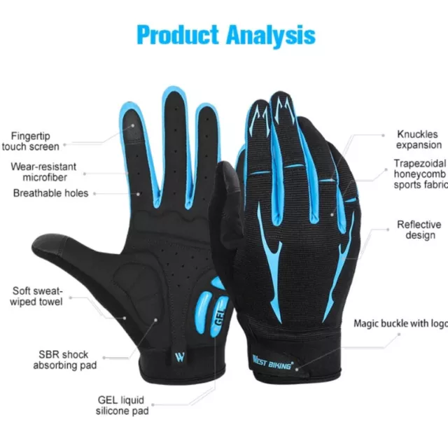 GEL Full Finger Cycling Gloves Bicycle MTB Bike Outdoor Sports Gloves Non-slip 2