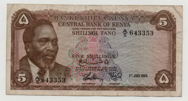 Kenya 5 Shillings 1966 Pick 1 A Look Scans