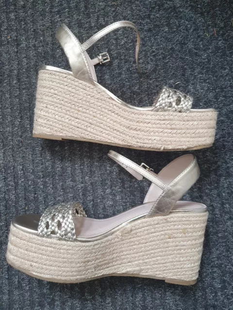 ZARA GOLD BRAIDED Platform Wedge Sandals Size 5 38 14.99 PicClick UK