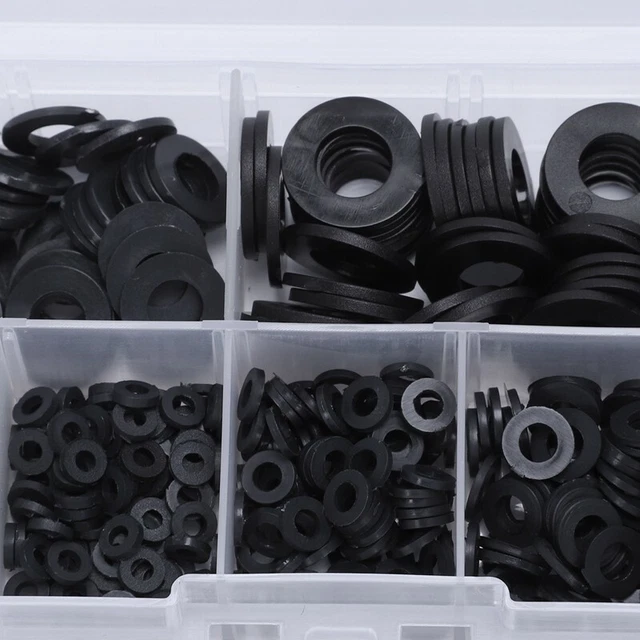 500pcs / Set Plat Anneau M2-M10 Œillet Nylon Joint Lave Assortiment Vis Boulons